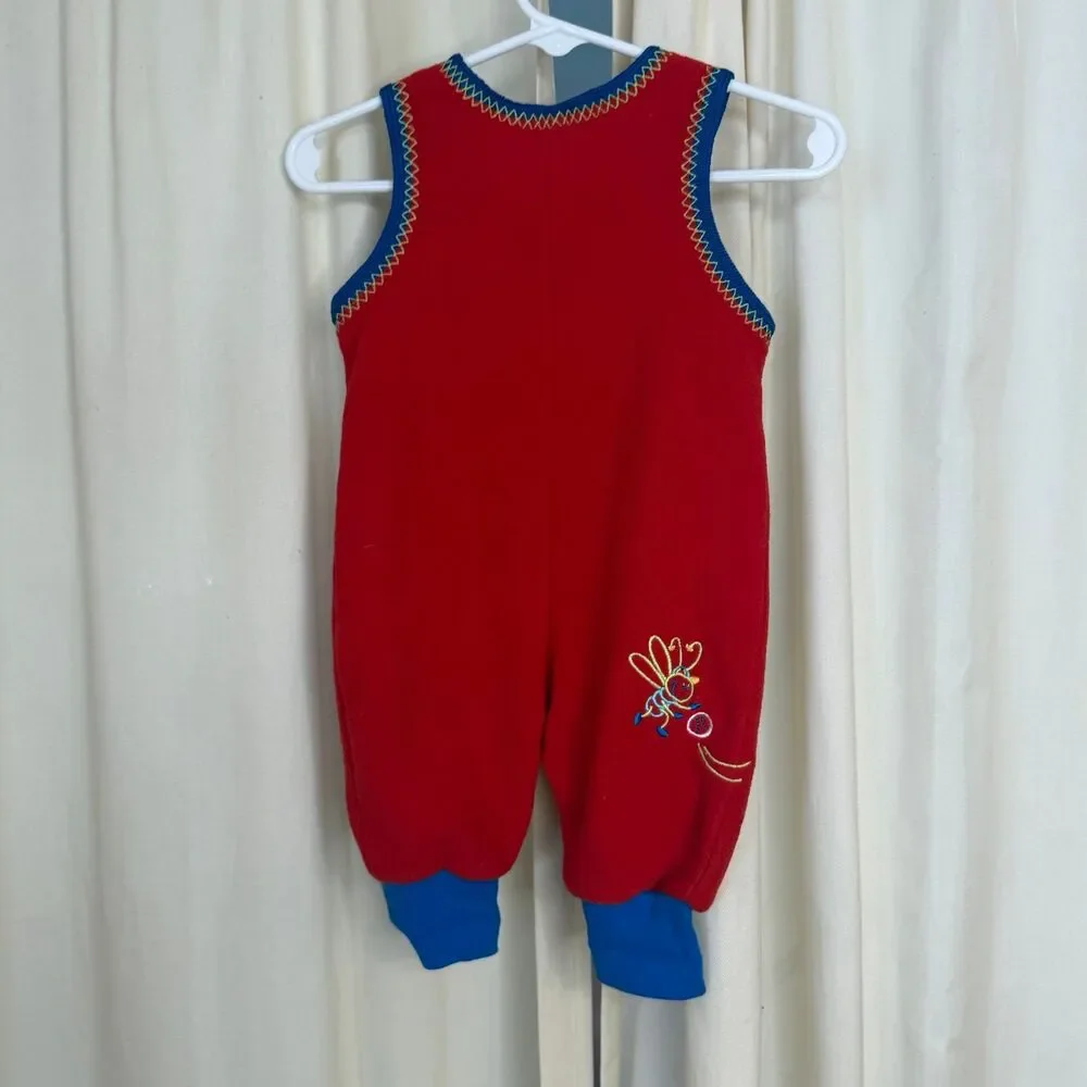 Vintage Y2K koala baby fleece footless bunting blue embroidered bugs 0/3 m